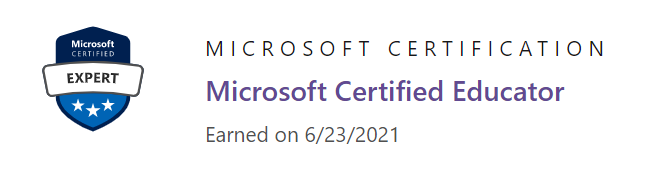 Skärmbild som visar avskriftsposten för en Microsoft Certified Educator Certification-prestation
