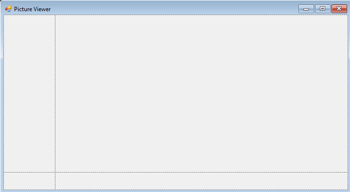Skärmbild visar formuläret med en ändrad storlek på TableLayoutPanel.