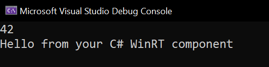 C++/WinRT-konsolutmatning
