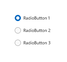 Exempel på en RadioButtons-grupp med en alternativknapp vald
