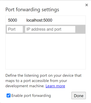 Chrome PortVidarebefordringsfönster