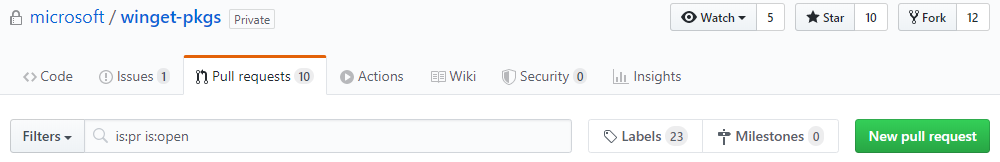 skärmbild av pull request-fliken