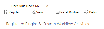 Screenshot of the Plug-in Registration Tool with Install Profiler selected to begin plug-in profiling.