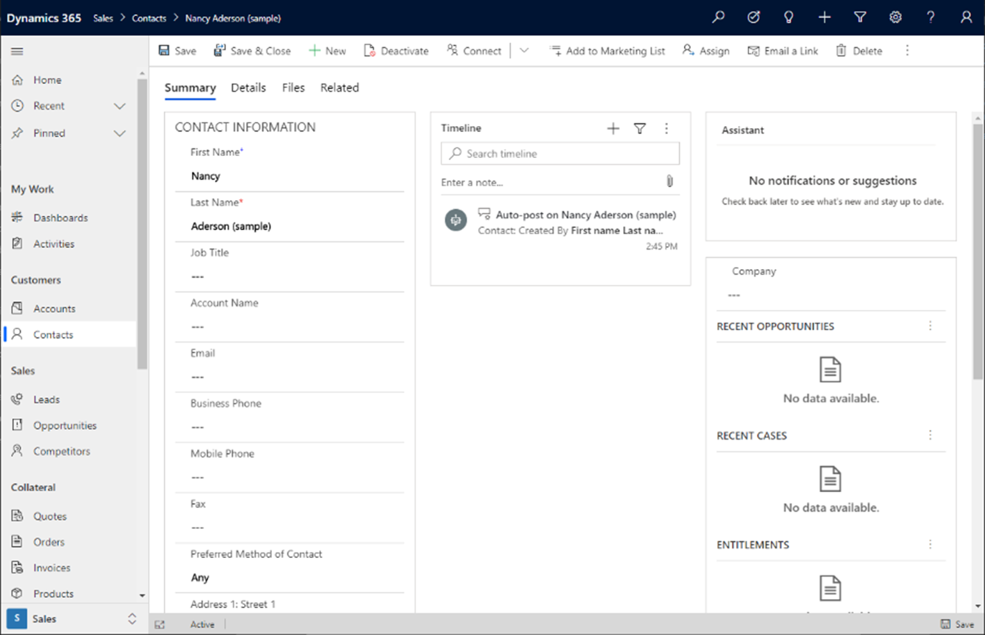 Screenshot showing an example of model-driven app form.