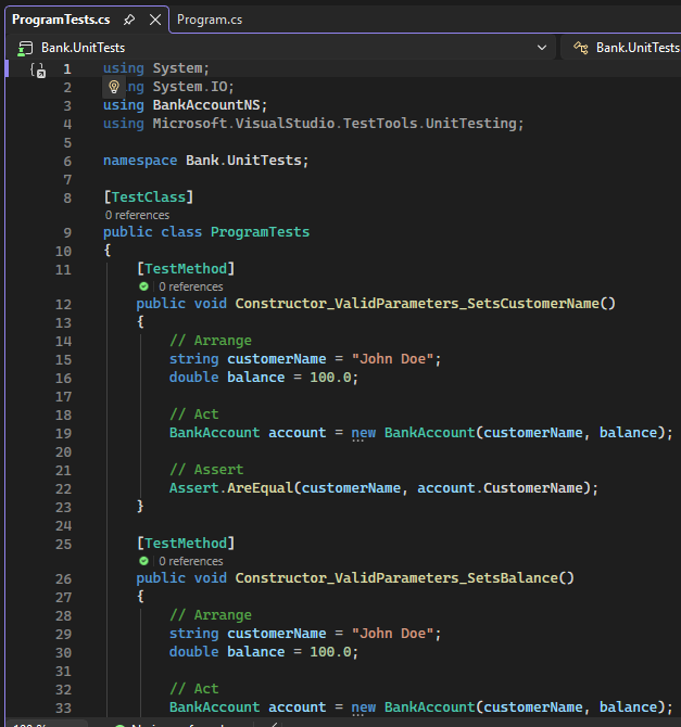 Screenshot of generated sample test.