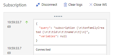 入口網站中 WebSocket 連線的螢幕擷取畫面。