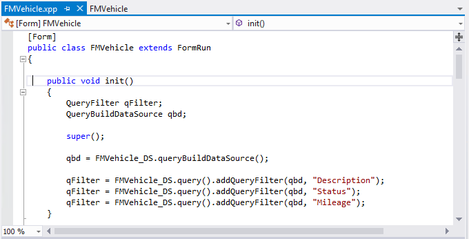 Screenshot of the code editor in Visual Studio.