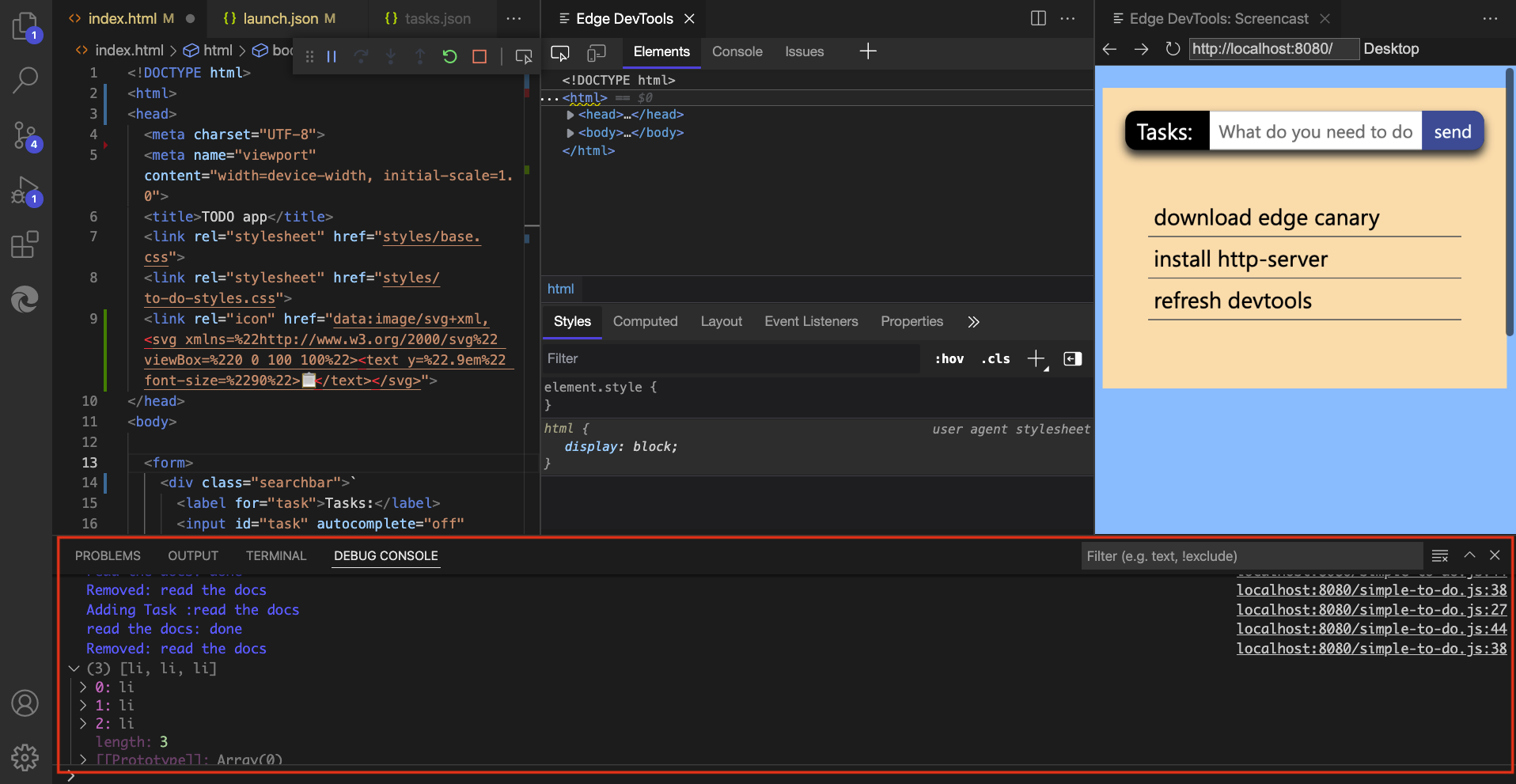當從執行與除錯工作流程啟動擴充功能時，DevTools 主控台即可使用。