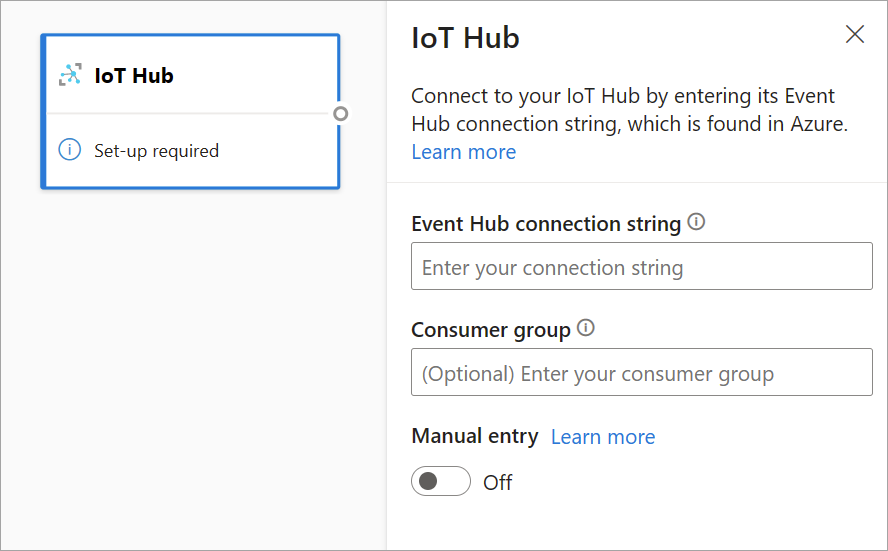 顯示圖解檢視中的 IoT 中樞卡片和設定窗格的螢幕擷取畫面