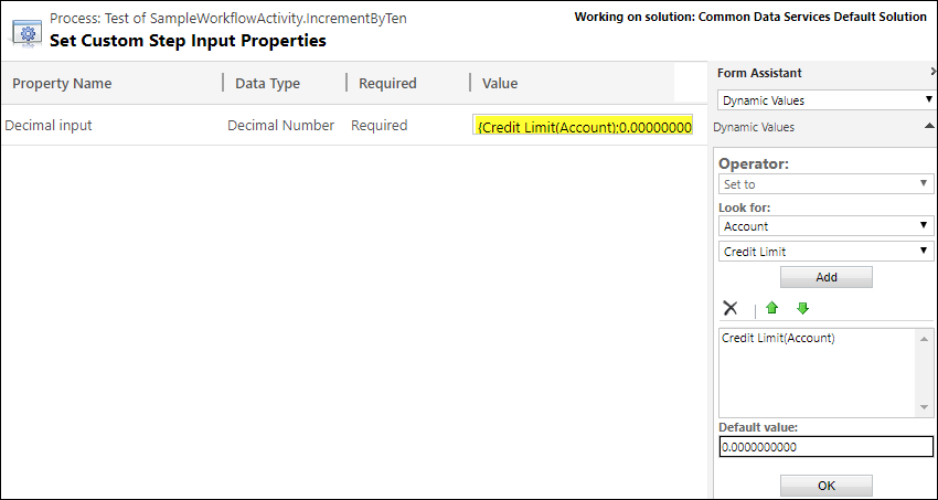 Set the decimal input property.