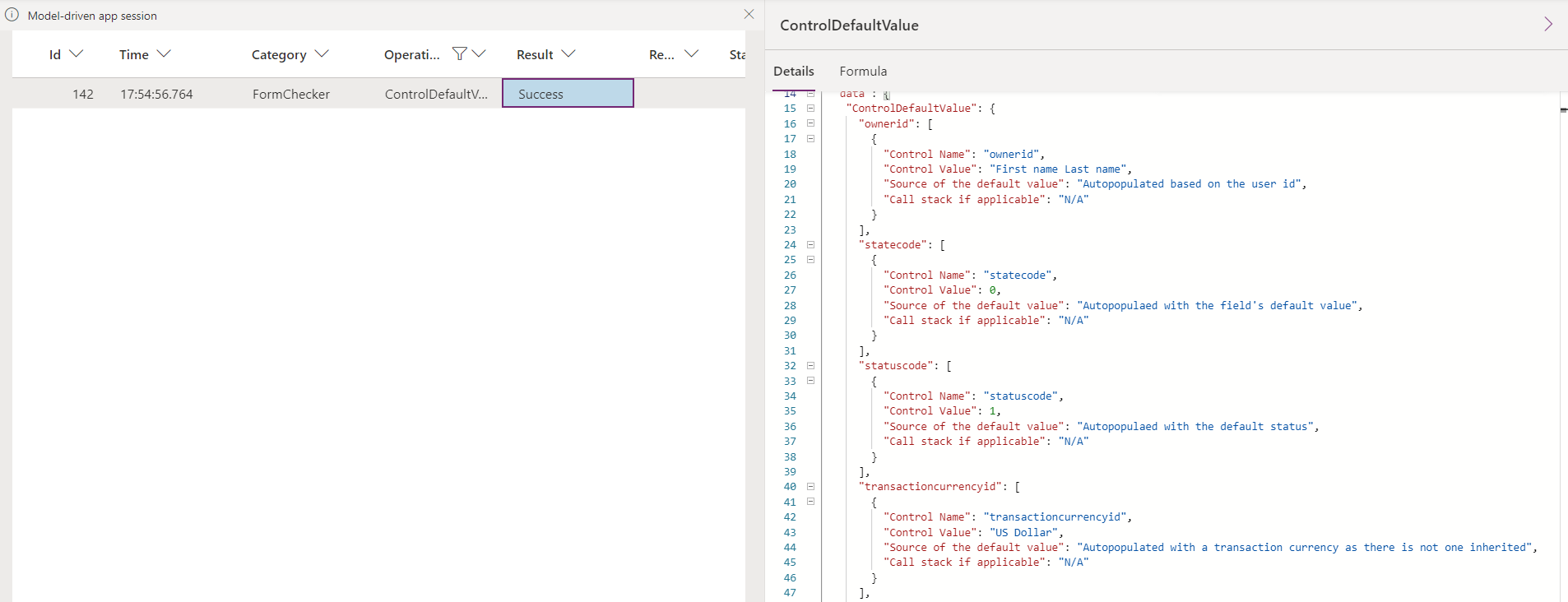 Default control value Default control value