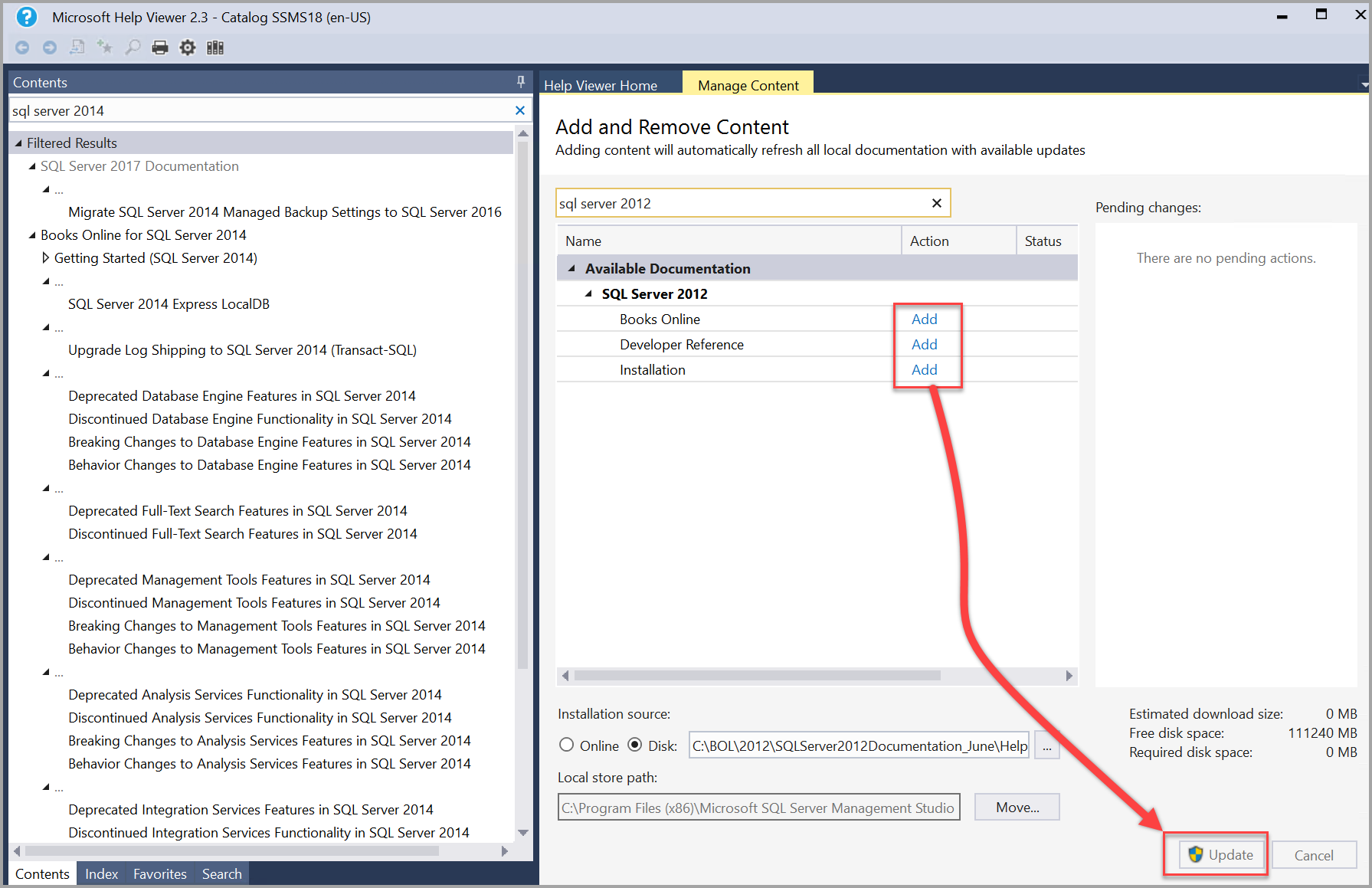 SQL Server 2012 書籍在說明查看器中新增和更新
