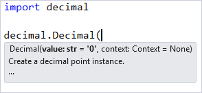 在 Visual Studio 編輯器中顯示簽章說明的螢幕擷取畫面。
