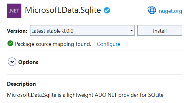 SQLite NuGet 套件